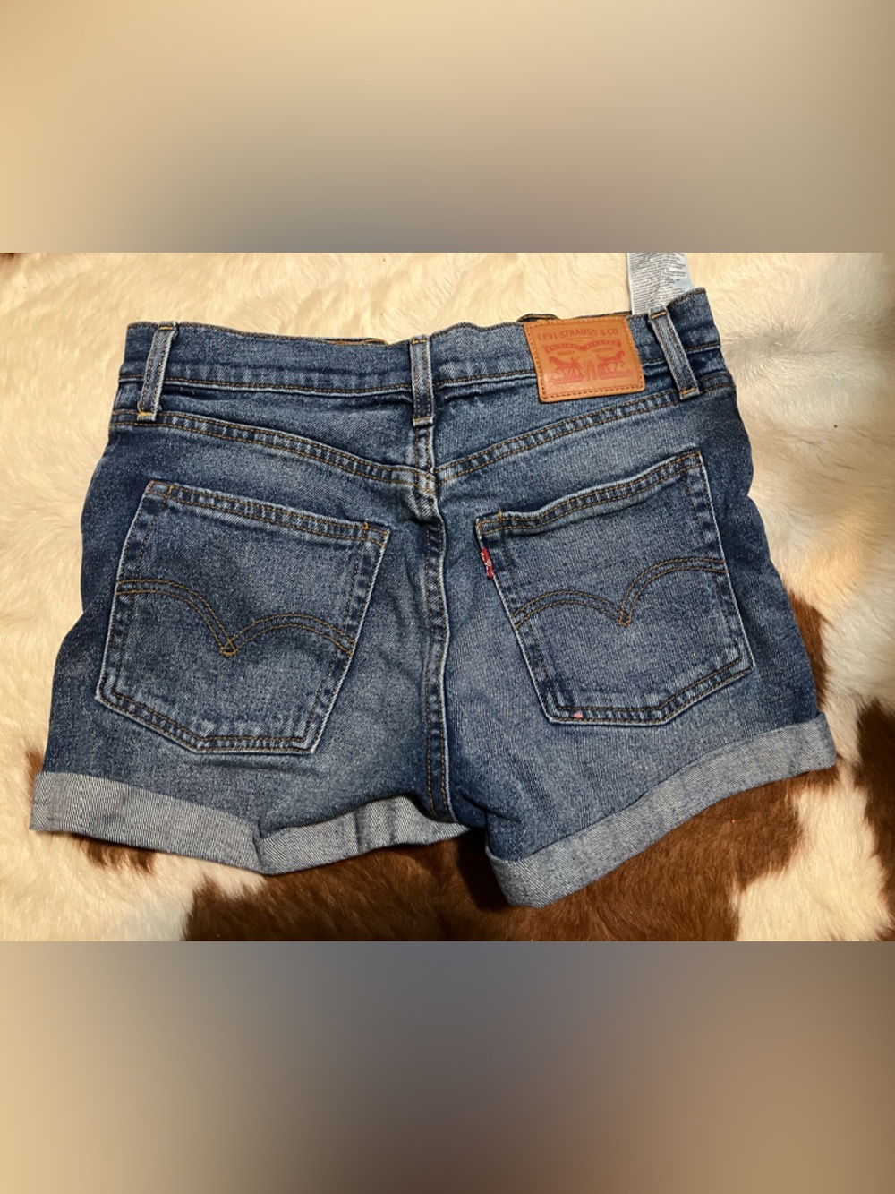 Levi’s High-Waist Dark Blue Denim Rolled Shorts - NWOT, size 27